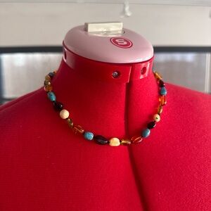 Genuine gemstone bead 18”  Necklace amber turquoise Beautiful